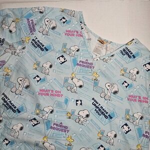 Peanuts 3xl Nurses Work Scrub Uniform Top Womens Snoopy Woodstock Social media